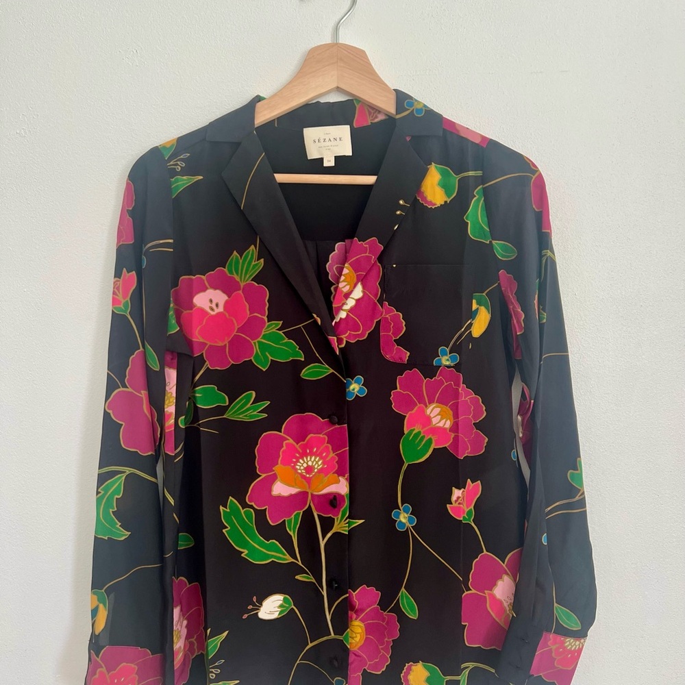 Sezane Florence Blouse in Fleurs de Japon, size FR 34 / US 2